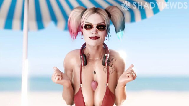 Harley Quinn Beach Titty Fuck (White Version) (DC)