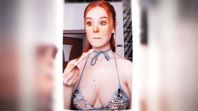 Dasha Doshik eat pizza Даша Дошик есть пиццу тикток boobs tits ass