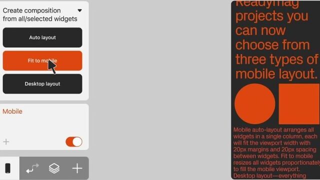 Readymag Создании композиции в мобильной версии