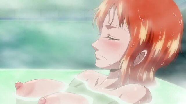 Nami - nude; naked; in the bathroom; big boobs; big tits; big ass; pussy; 3D sex porno hentai; [One Piece]