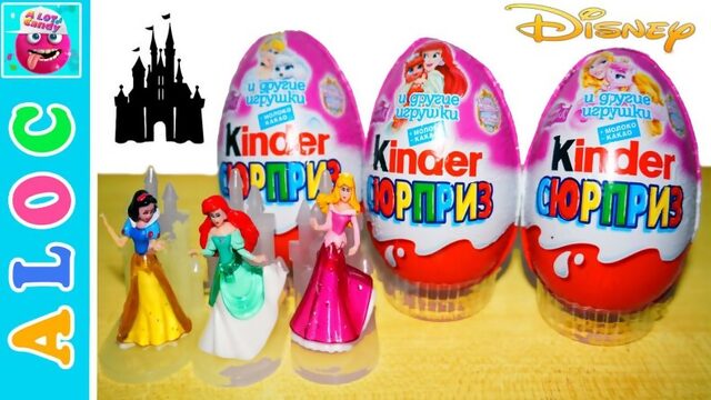 Kinder Surprise Disney Princess Palace Pets Stop Motion. Ariel, Snow White, Anna, Elsa, Cinderella